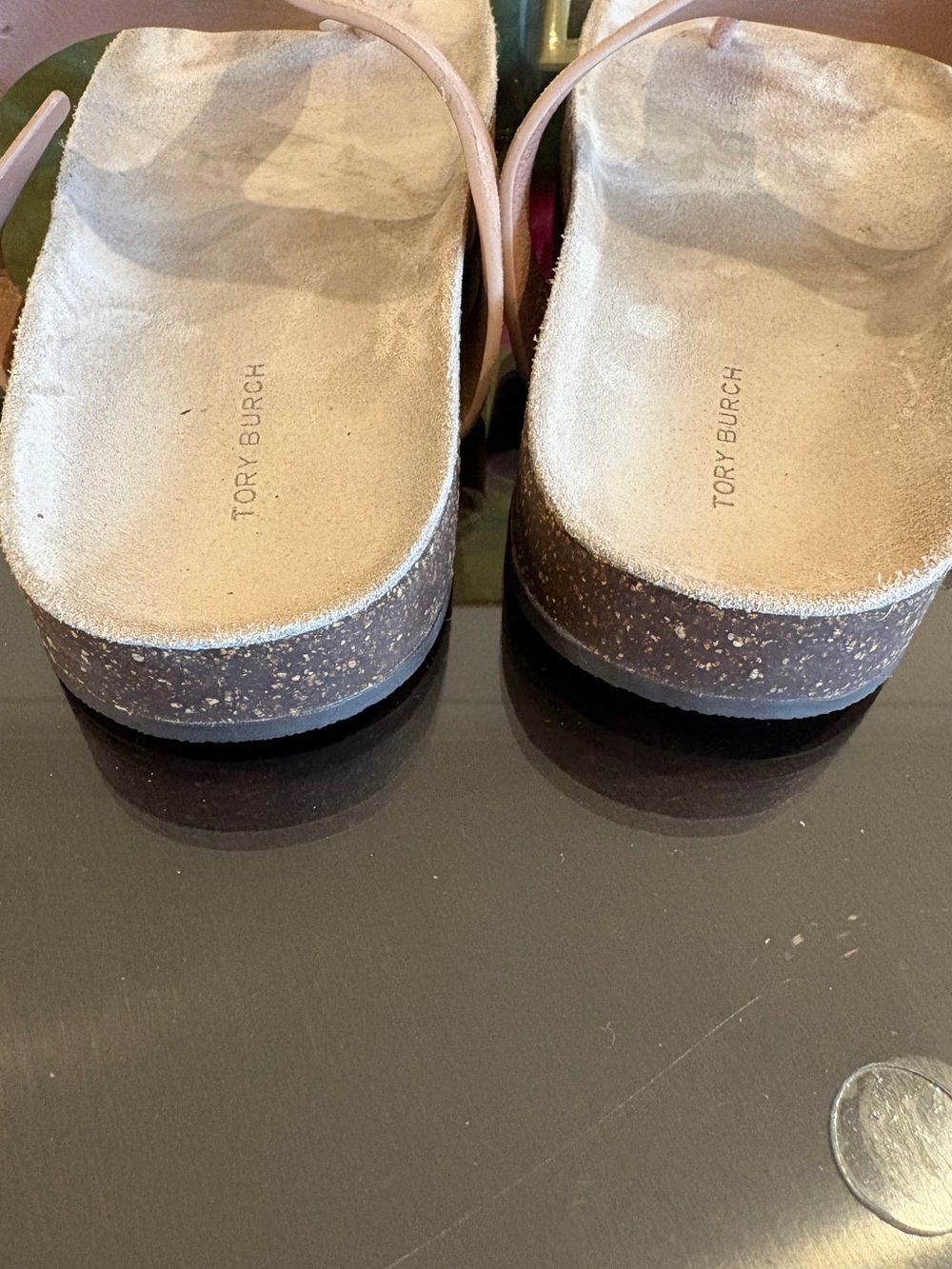 Tory Burch Mellow T-Strap Sandal Size 9.5 Suede Malva / Avola Pink Color - Picture 11 of 14